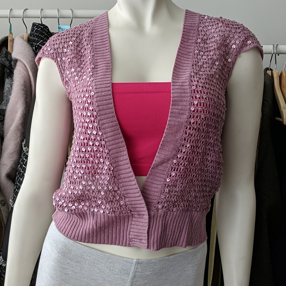 5/$45 Pink Knit Sequin Cardigan